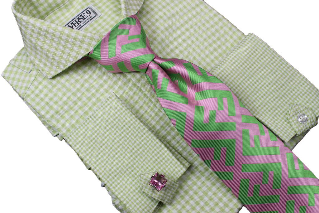 Spread Collar | Green Check | French Cuff Shirt VERSE 9 Spread Collar | Green Check | French Cuff Shirt VERSE 9