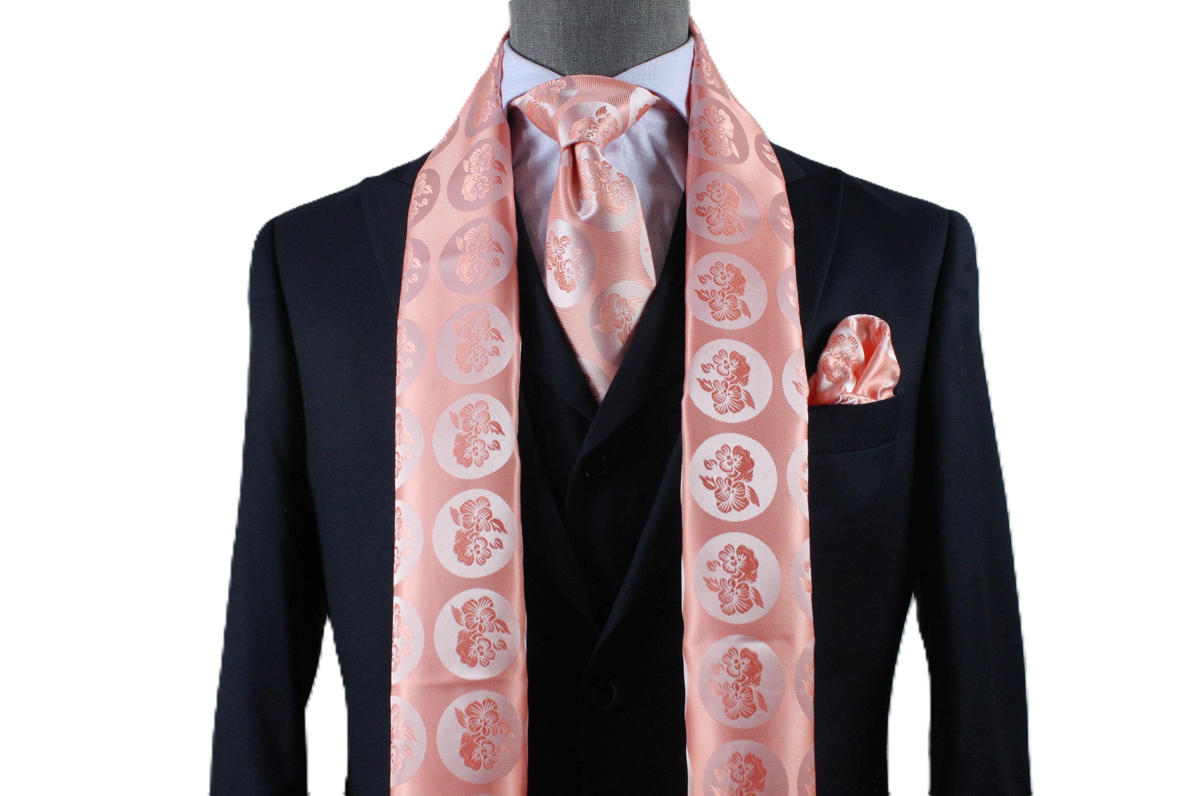 Floral Solid B7 Coral Floral Scarf & Tie Set VERSE 9