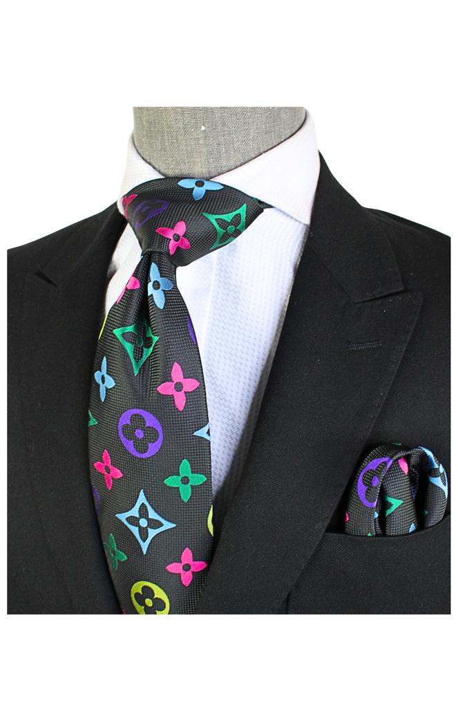 LV 2 | Multi Color Black | Tie & Pocket Square – VERSE 9