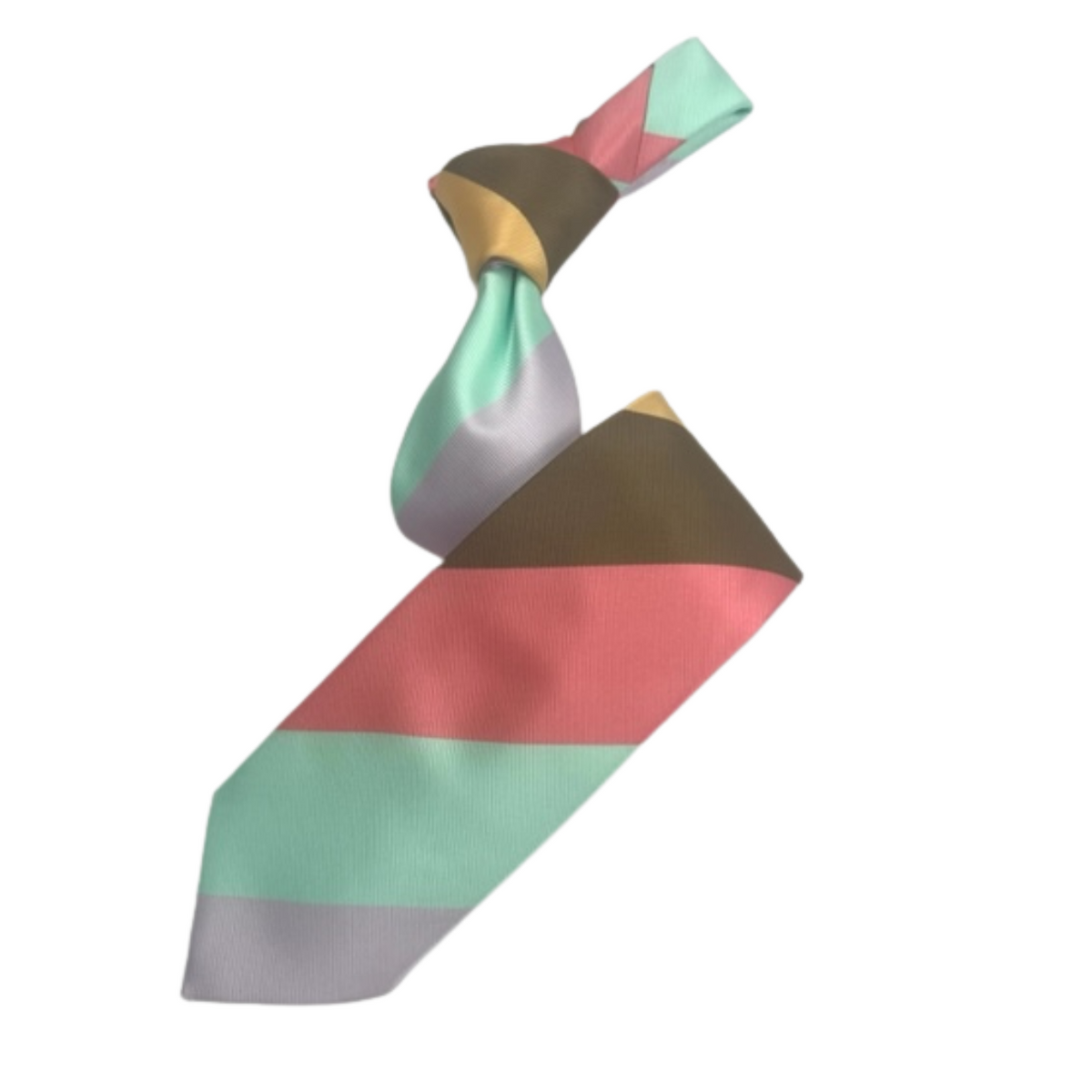 Crypto Stripe M9 | Brown/Coral/Tan/Lavender | Tie & Pocket Square – VERSE 9