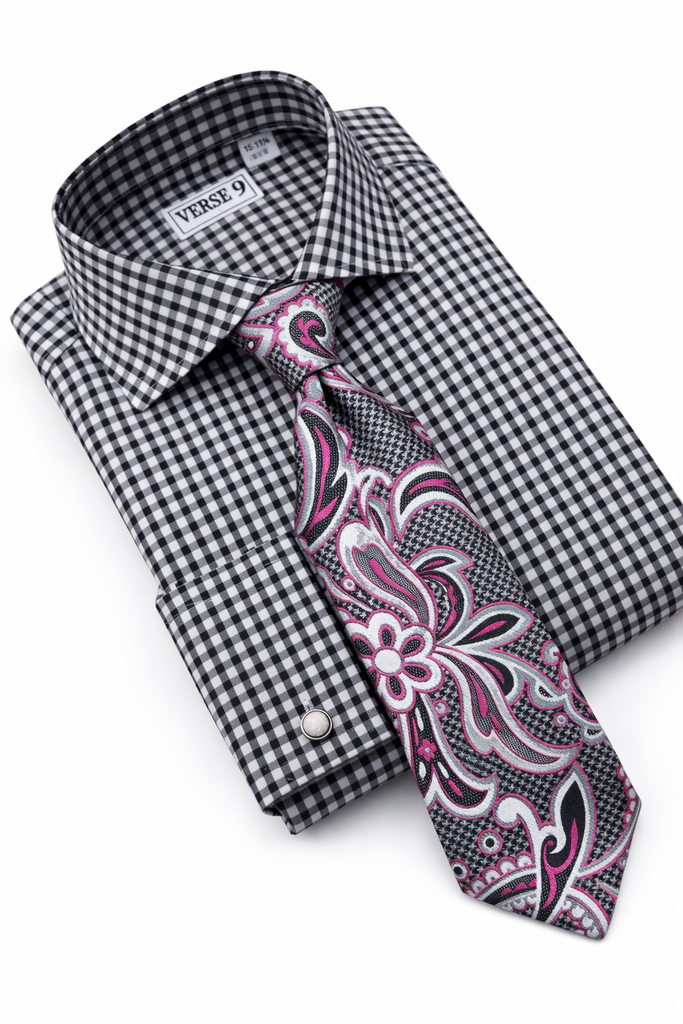 Black & White Check & Emilio 7 | Shirt & Tie Set VERSE 9 Black & White Check & Emilio 7 | Shirt & Tie Set VERSE 9