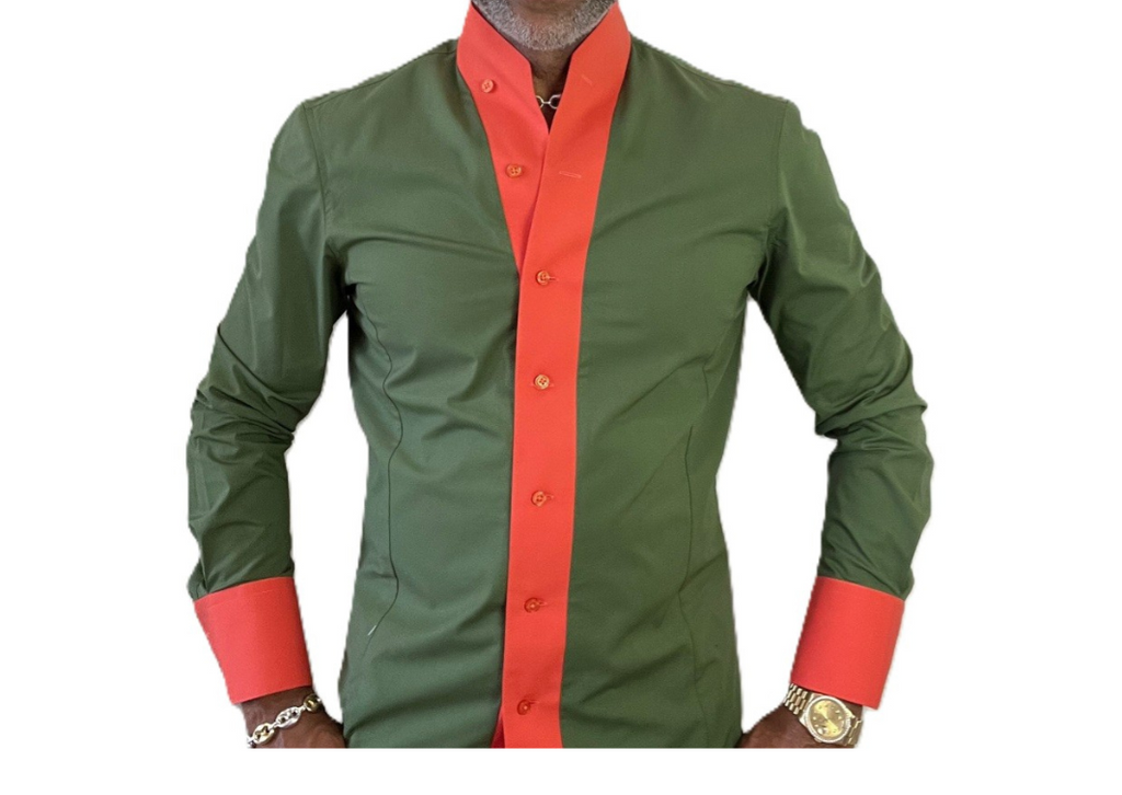 High Collar 2 | Green & Orange